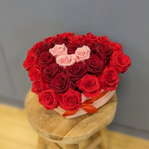 boîte coeur de roses éternelles
